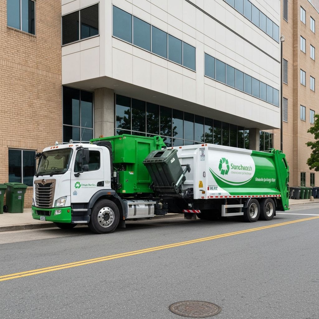 Recycling collection truck providing waste management services